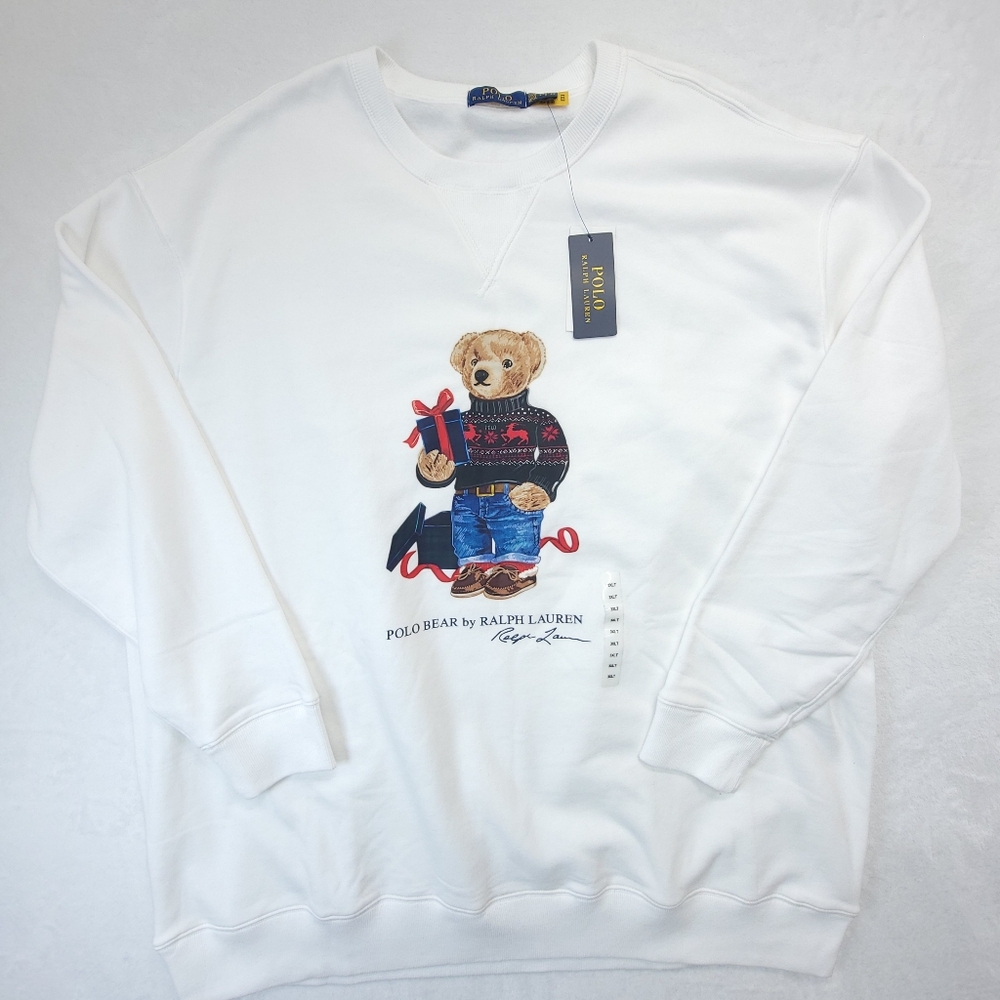 POLO RALPH LAUREN Mens Sz 3XLT White Christmas Gift Polo Bear Fleece Sweater NWT